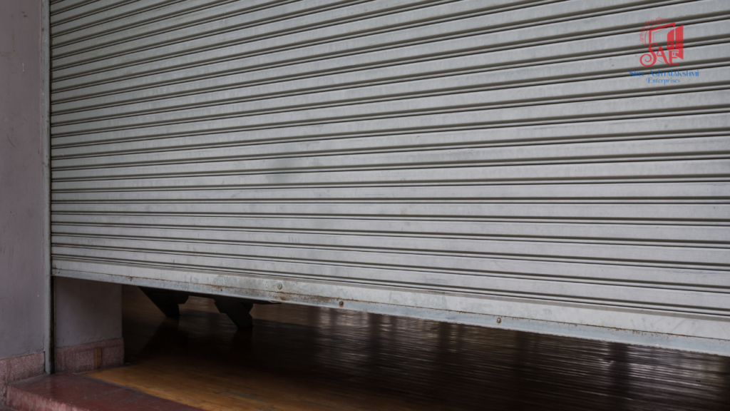 Modern kitchen cabinet with an aluminium rolling shutter for kitchen storage